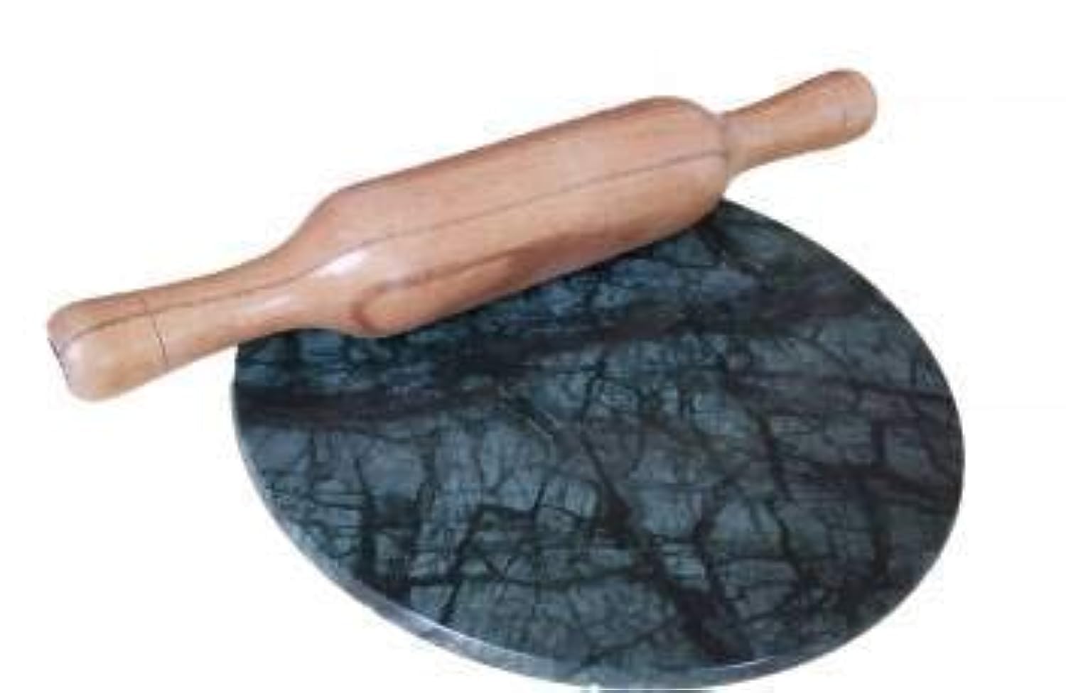 Imagine mart Indian Green Marble Roti Maker With Wooden Belan Size 9 inches/Marble Chakla 10 Inch Diameter With Belan (Green Marble Chakla With Belan)