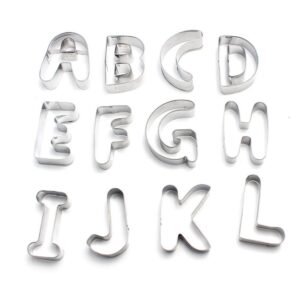 fantasyday gift set classic holiday large alphabet fruit cookie cutter kit - 3 inches - stainless steel pastry cutters set for biscuits, dough, fondant, donuts - 26pcs educational letters cutters #1
