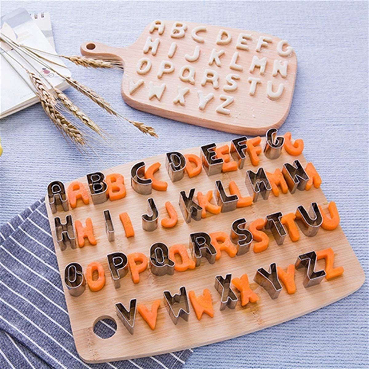 FantasyDay Gift Set Classic Holiday Large Alphabet Fruit Cookie Cutter Kit - 3 Inches - Stainless Steel Pastry Cutters Set for Biscuits, Dough, Fondant, Donuts - 26Pcs Educational Letters Cutters #1