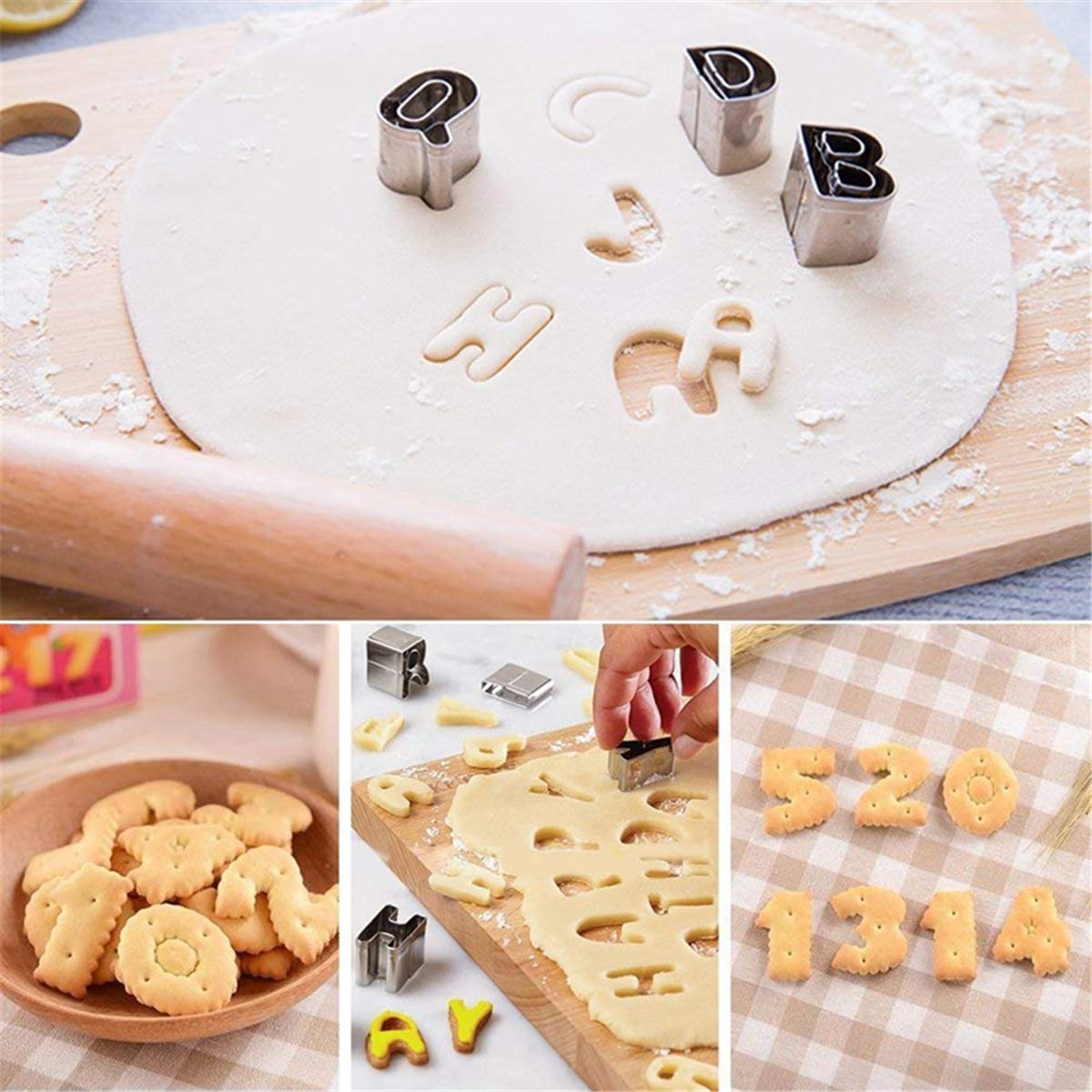 FantasyDay Gift Set Classic Holiday Large Alphabet Fruit Cookie Cutter Kit - 3 Inches - Stainless Steel Pastry Cutters Set for Biscuits, Dough, Fondant, Donuts - 26Pcs Educational Letters Cutters #1