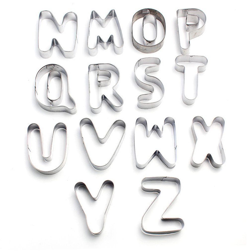 FantasyDay Gift Set Classic Holiday Large Alphabet Fruit Cookie Cutter Kit - 3 Inches - Stainless Steel Pastry Cutters Set for Biscuits, Dough, Fondant, Donuts - 26Pcs Educational Letters Cutters #1