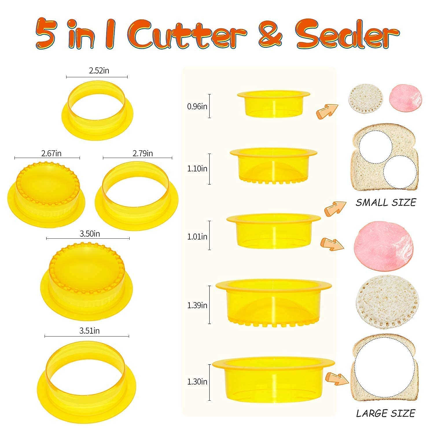 Sandwich Cutter and Sealer, 10 PCS Decruster Sandwich Maker for Kids, Bread Sandwich Decruster Pancake Maker DIY Cookie Cutter for Boys and Girls Lunch Lunchbox and Bento Box(Red & Yellow)