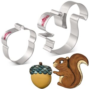 liliao squirrel and acorn cookie cutters for thanksgiving - stainless steel