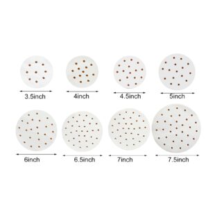 100pcs AirFryer Liners, Bamboo Steamer Liners, Premium Perforated Parchment Paper Sheets, Non-stick Basket Mat, Perfect for AirFryers/Steaming/Baking/Cooking 3.5inch