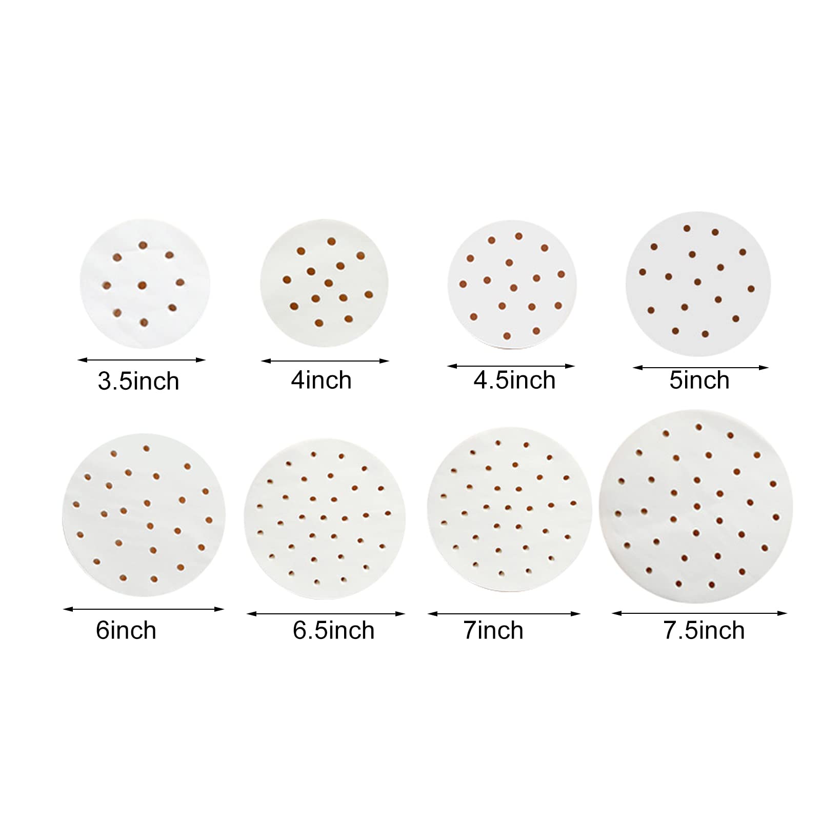 100pcs AirFryer Liners, Bamboo Steamer Liners, Premium Perforated Parchment Paper Sheets, Non-stick Basket Mat, Perfect for AirFryers/Steaming/Baking/Cooking 3.5inch