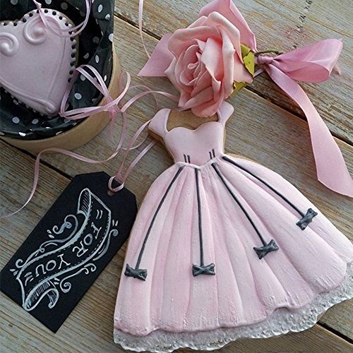 Dress Cookie Cutter Set- Set of 6 -Include Braces Skirt, Wedding Dress, Black Dress, Little Girl Dress, Tutu and Princess Dress - Stainless Steel