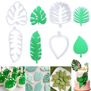 crethinkaty tropical leaf cookie cutter shapes set for cake decorating 4 pieces plastic big size fondant icing cutters diy baking tool