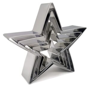 vokop star cookie cutter set-5 pack stainless steel five-pointed star biscuit molds fondant cake cookie cutter set pastry mold