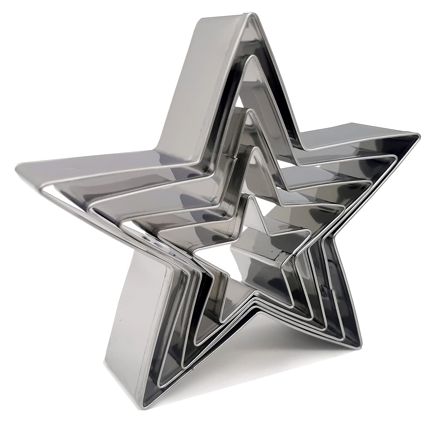 Vokop Star Cookie Cutter Set-5 Pack Stainless Steel Five-Pointed Star Biscuit Molds Fondant Cake Cookie Cutter Set Pastry Mold