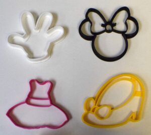 themed magical mouse with bow cartoon character set of 4 cookie cutter baking tool usa pr533