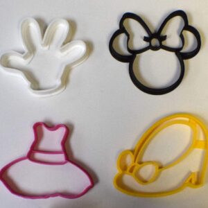 THEMED MAGICAL MOUSE WITH BOW CARTOON CHARACTER SET OF 4 COOKIE CUTTER BAKING TOOL USA PR533