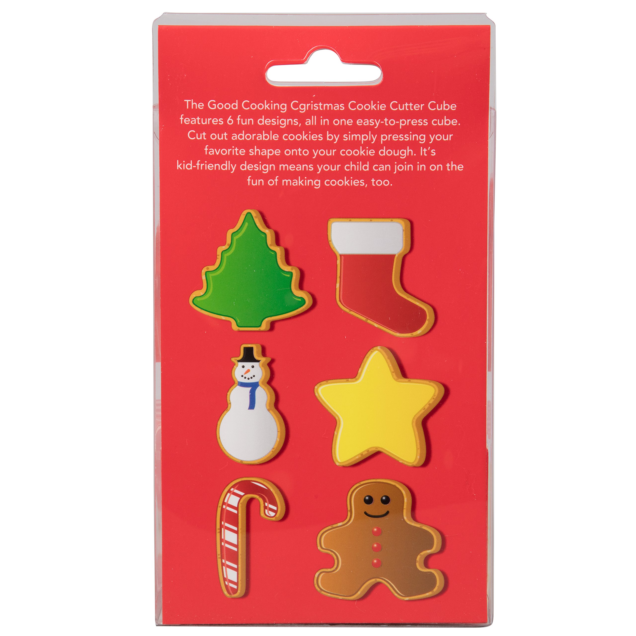 Christmas Cookie Cutter Cube-Holiday Party Cookie Easy Press Set w 6 Unique Winter Shapes- All in One 6-Sided Clutter Free Festive; Stocking Candy Cane Star Tree Gingerbread Man Dishwasher Safe Baking