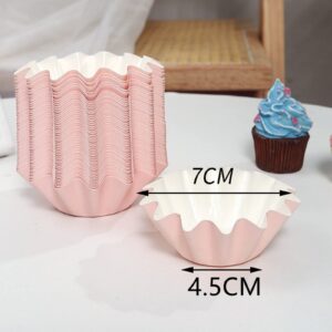 Xeahung 50 Pack Paper Baking Cups Cupcake Liners Paper Baking Cups for Oven Muffins Wedding Baking Cups for Cupcakes (Pink)