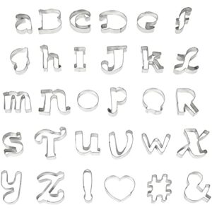 alphabet metal font cookie cutters, 30 piece set