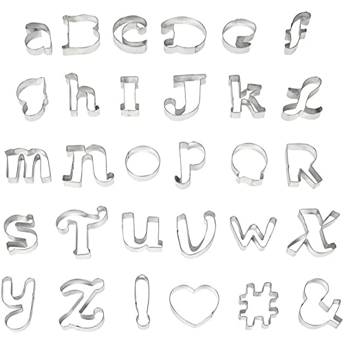 Alphabet Metal Font Cookie Cutters, 30 Piece set