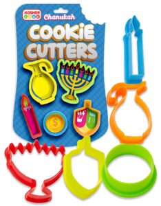 hanukkah cookie cutters - plastic chanukah cookie cutters - 5 piece set - the kosher cook