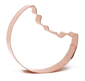 3 inch round cookie cutter with bite taken out - handcrafted copper cookie cutter by the fussy pup
