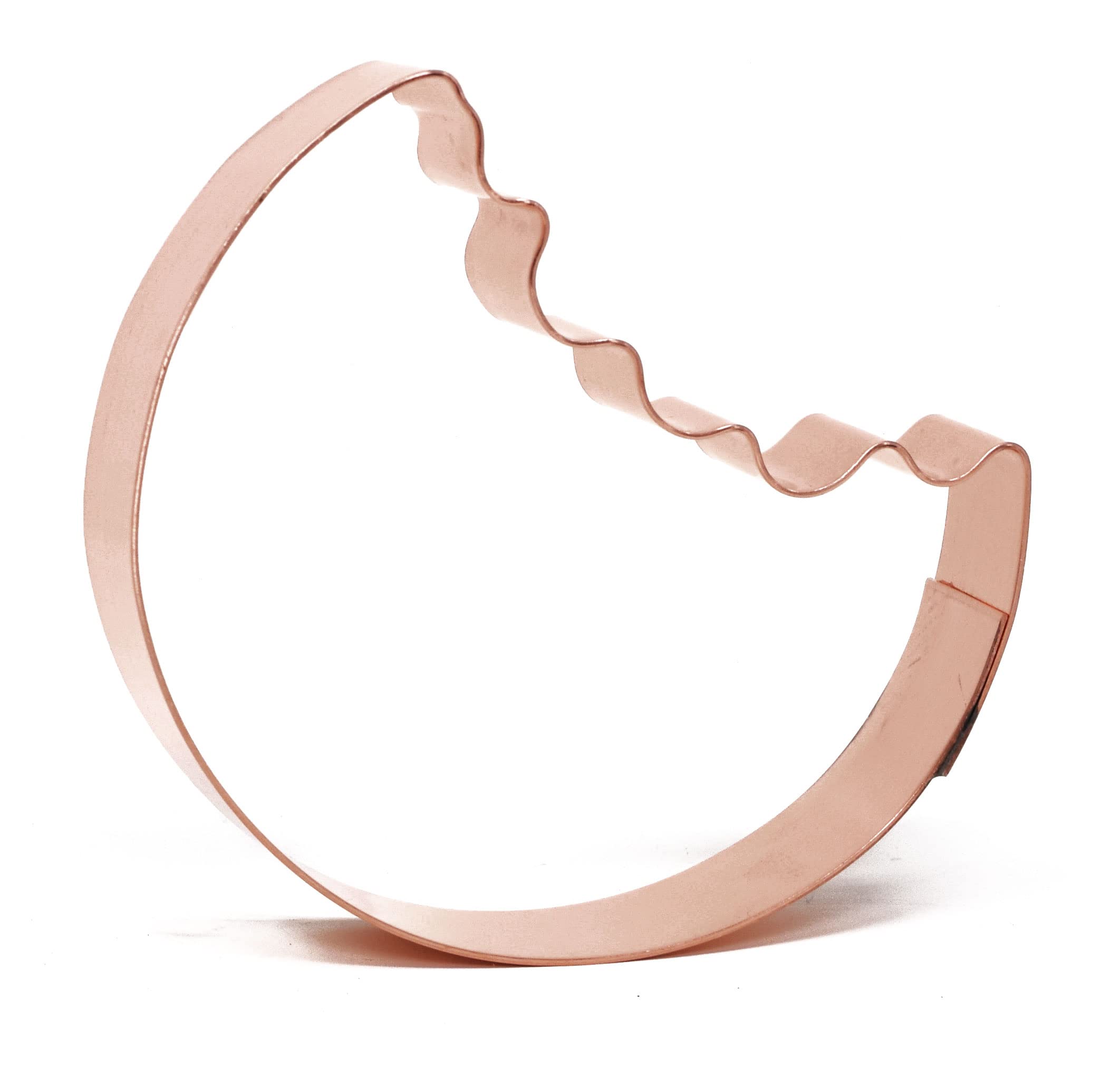 3 Inch Round Cookie Cutter with bite taken out - Handcrafted Copper Cookie Cutter by The Fussy Pup