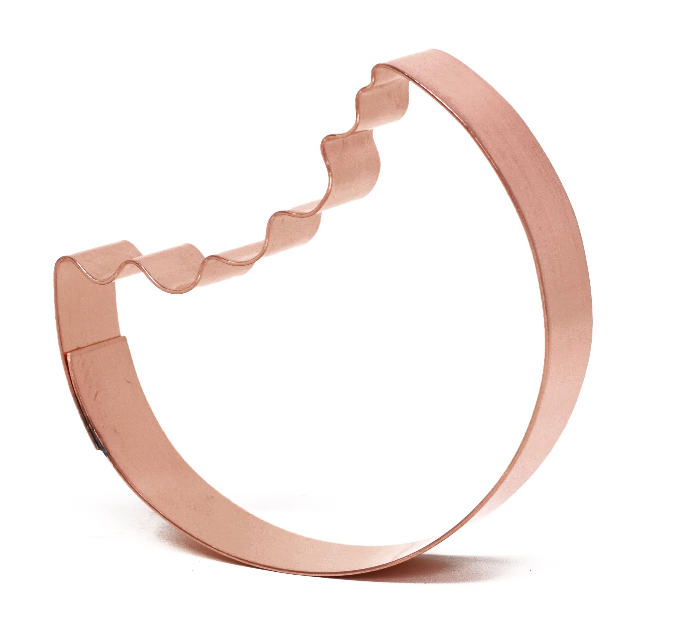 3 Inch Round Cookie Cutter with bite taken out - Handcrafted Copper Cookie Cutter by The Fussy Pup