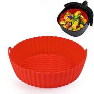 kinggrand kitchen 8.5 inch air fryer silicone liners food grade safety air fryer silicone pot reusable for air fryer silicone baking tray over 5qt (red)