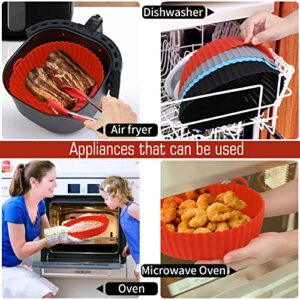 Kinggrand Kitchen 8.5 inch Air Fryer Silicone Liners Food Grade Safety Air Fryer Silicone Pot Reusable for Air Fryer Silicone Baking Tray Over 5QT (Red)