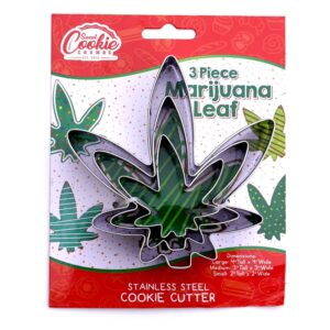 sweet cookie crumbs cookie cutter - 3 piece set - stainless steel (hemp leaf)