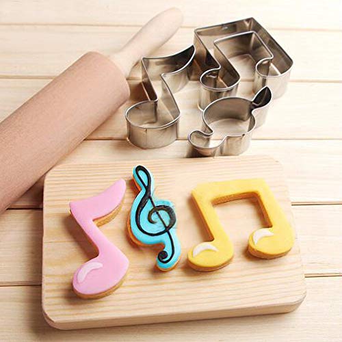 WOTOY Guitar, Piano,Musical Notes Sign Music Theme Biscuit Cookie Cutter 5 Piece Set - Stainless Steel