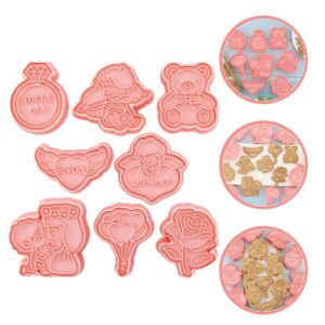 Gadpiparty Gadpiparty Valentine's Day Cookie Cutter Set Cookie Stamp Included 3D Diamond Ring Cute Bear Love Heart Balloons,Rose Angel, Romantic Proposal Cookie Cutters for Party Baking Decoration