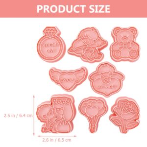 Gadpiparty Gadpiparty Valentine's Day Cookie Cutter Set Cookie Stamp Included 3D Diamond Ring Cute Bear Love Heart Balloons,Rose Angel, Romantic Proposal Cookie Cutters for Party Baking Decoration