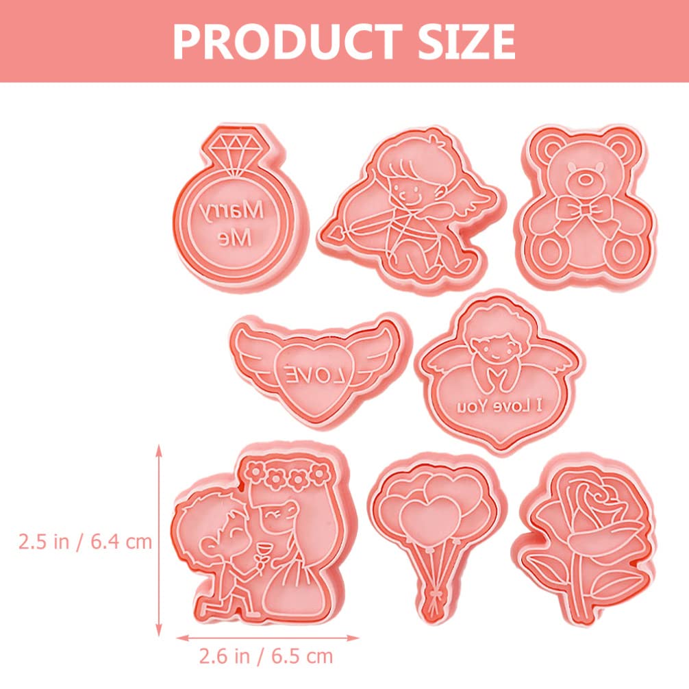 Gadpiparty Gadpiparty Valentine's Day Cookie Cutter Set Cookie Stamp Included 3D Diamond Ring Cute Bear Love Heart Balloons,Rose Angel, Romantic Proposal Cookie Cutters for Party Baking Decoration