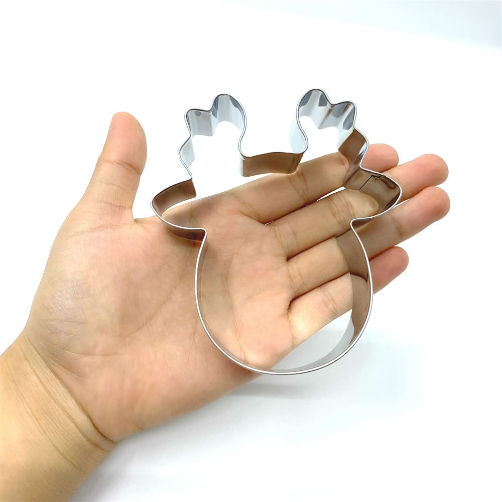 LILIAO Christmas Reindeer Face Cookie Cutter - 4 inches - Stainless Steel