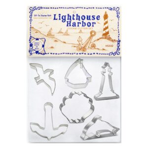 lighthouse harbor tin cookie cutter 6 pc set - foose cookie cutters – cookie mold - made in usa