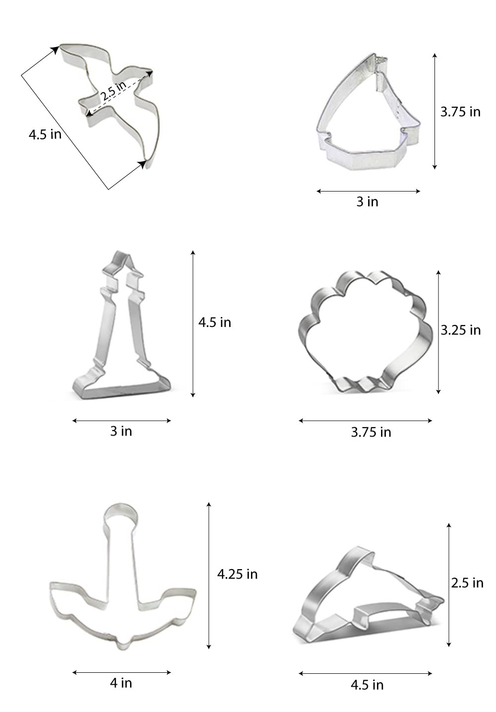 Lighthouse Harbor Tin Cookie Cutter 6 Pc Set - Foose Cookie Cutters – Cookie Mold - Made in USA