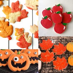 LUBTOSMN New Large Thanksgiving Cookie Cutter Set-5 Pieces-Turkey, Pumkin, Apple, Maple Leaf and Oak Leaf-Fall Holiday Cookie Cutters Fondant Biscui Cutters