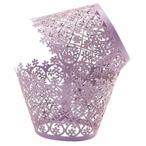 25 PC Purple Floral Lace Cupcake Wrappers Set from Bakell