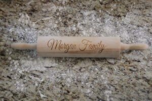 custom rolling pin for mom or grandma (morgan family design), decorative wooden rolling pin for baking | personalized christmas holiday gift