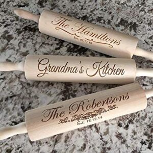 Custom Rolling Pin for Mom or Grandma (Morgan Family Design), Decorative Wooden Rolling Pin for Baking | Personalized Christmas Holiday Gift