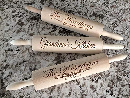 Custom Rolling Pin for Mom or Grandma (Morgan Family Design), Decorative Wooden Rolling Pin for Baking | Personalized Christmas Holiday Gift