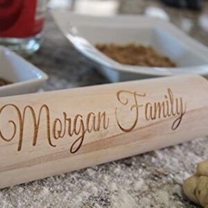 Custom Rolling Pin for Mom or Grandma (Morgan Family Design), Decorative Wooden Rolling Pin for Baking | Personalized Christmas Holiday Gift