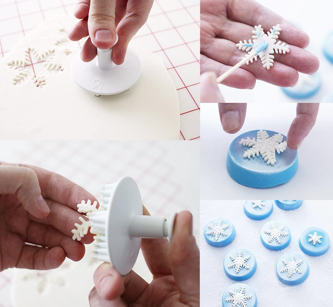 INSPEE 22 Pieces Christmas Fondant Cake Cookie Plunger Cutter Sugarcraft Snowflake Snowman Christmas Tree Leaf Shape Decorating Mold DIY Tools