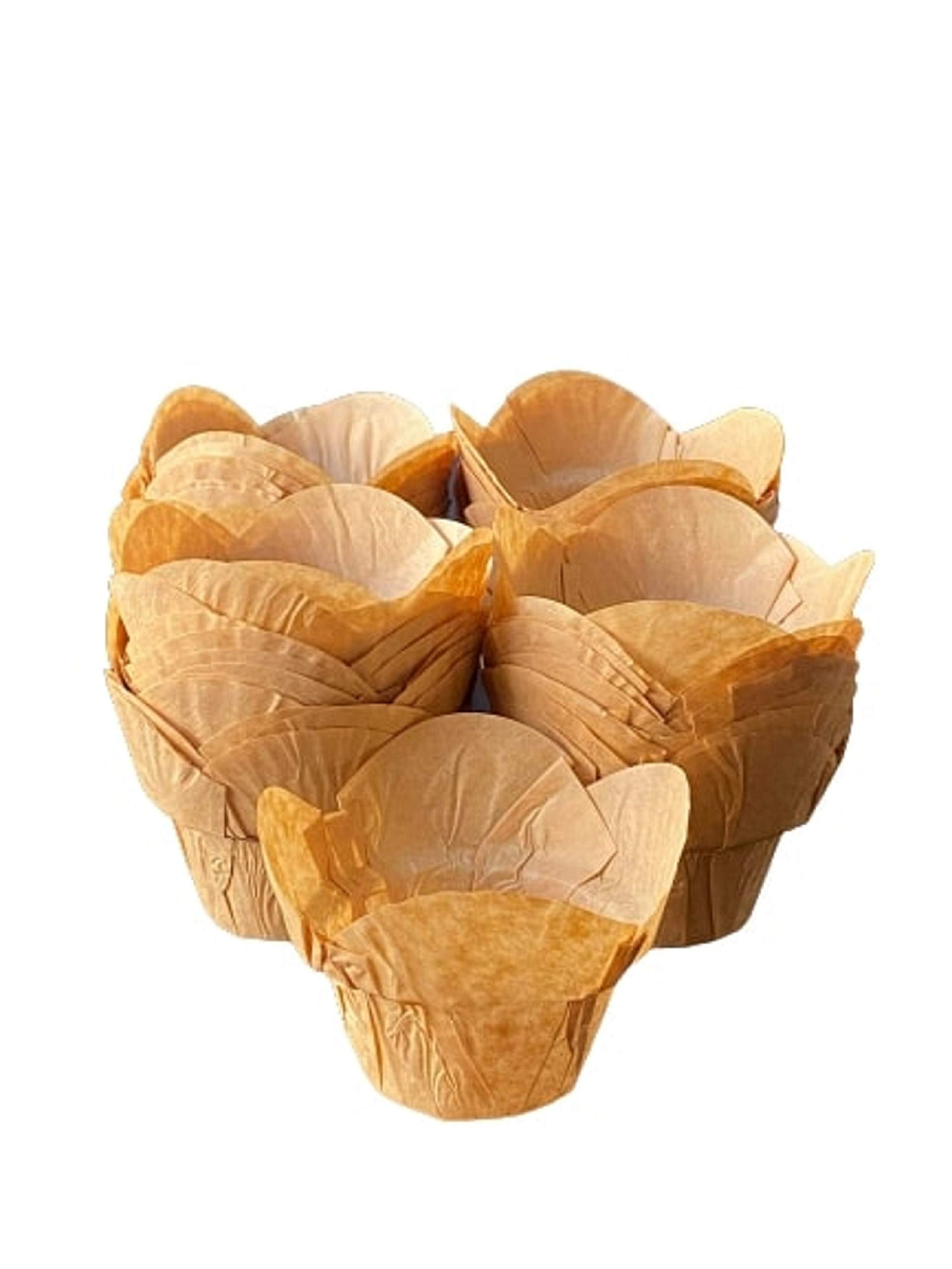 The Baker Celebrations Natural Paper Lotus Crown Baking Cup Cupcake Muffin Liners Cups; Made in Canada (100)