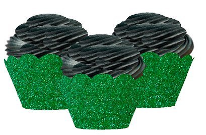 CakeSupplyShop Bright & Vivid Glitter Sparkle Cupcake Decorating Wrappers/Liners For Baking Cups -12pack (Green Glitter)