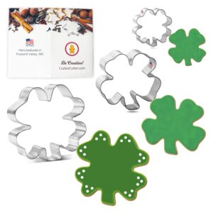 foose cookie cutters four leaf clover cookie cutter 3 pc set with recipe card, made in usa