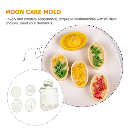 Happyyami 1 Set Hand Pressure Biscuit Mold - autumn mold mooncake cutter stamp cake molds cookie mooncake molder cupcake jelly mooncake tool mooncake shaper white plastic child mousse candy
