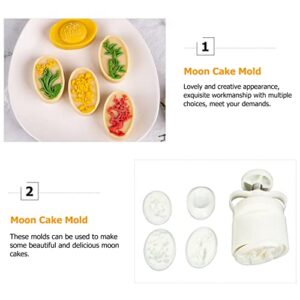 Happyyami 1 Set Hand Pressure Biscuit Mold - autumn mold mooncake cutter stamp cake molds cookie mooncake molder cupcake jelly mooncake tool mooncake shaper white plastic child mousse candy