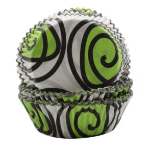 green swirly cupcake cases - grease proof and oven proof - (1 pk) 60 pcs