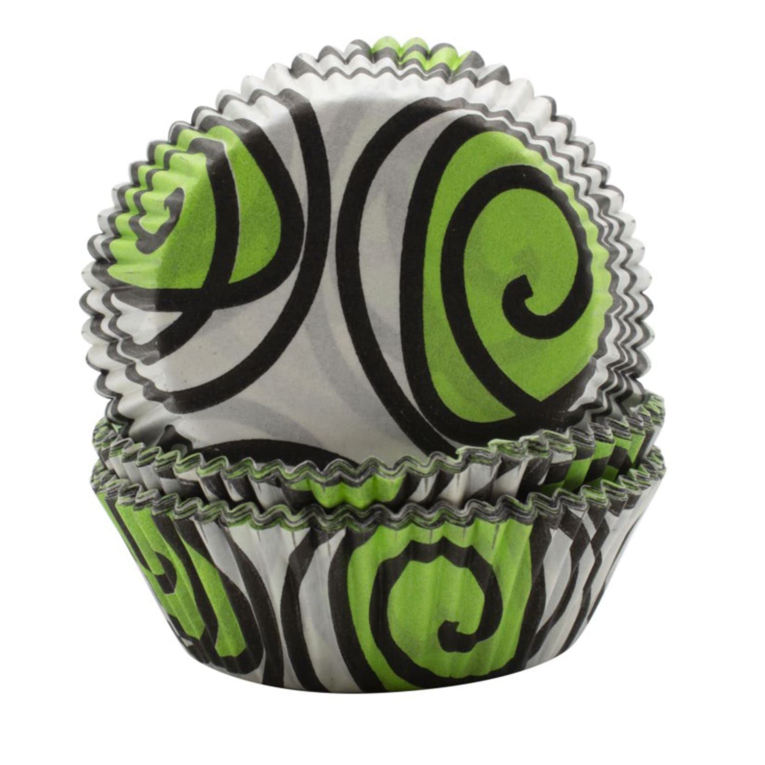 Green Swirly Cupcake Cases - Grease Proof and Oven Proof - (1 Pk) 60 Pcs