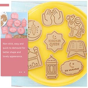 Wedding Cake Cookies Eid Mubarak Ramadan Cookie Molds: 8Pcs Cookie Cutters Islamic Muslim Biscuit Fondant Cake Chocolate Candy Silicone Ramadan Decorations