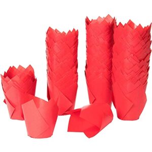tulip cupcake liners, paper baking cups (3.5 inches, red, 300 pack)
