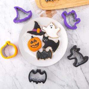 Sandwich Cutter for Kids 5 Pcs, Nifogo Cookie Cutters with Comfort Grip, Biscuit Cutters Include Pumpkin Ghost Bat Cat Witch Hat Mold, Gift for Adult Boys Girls